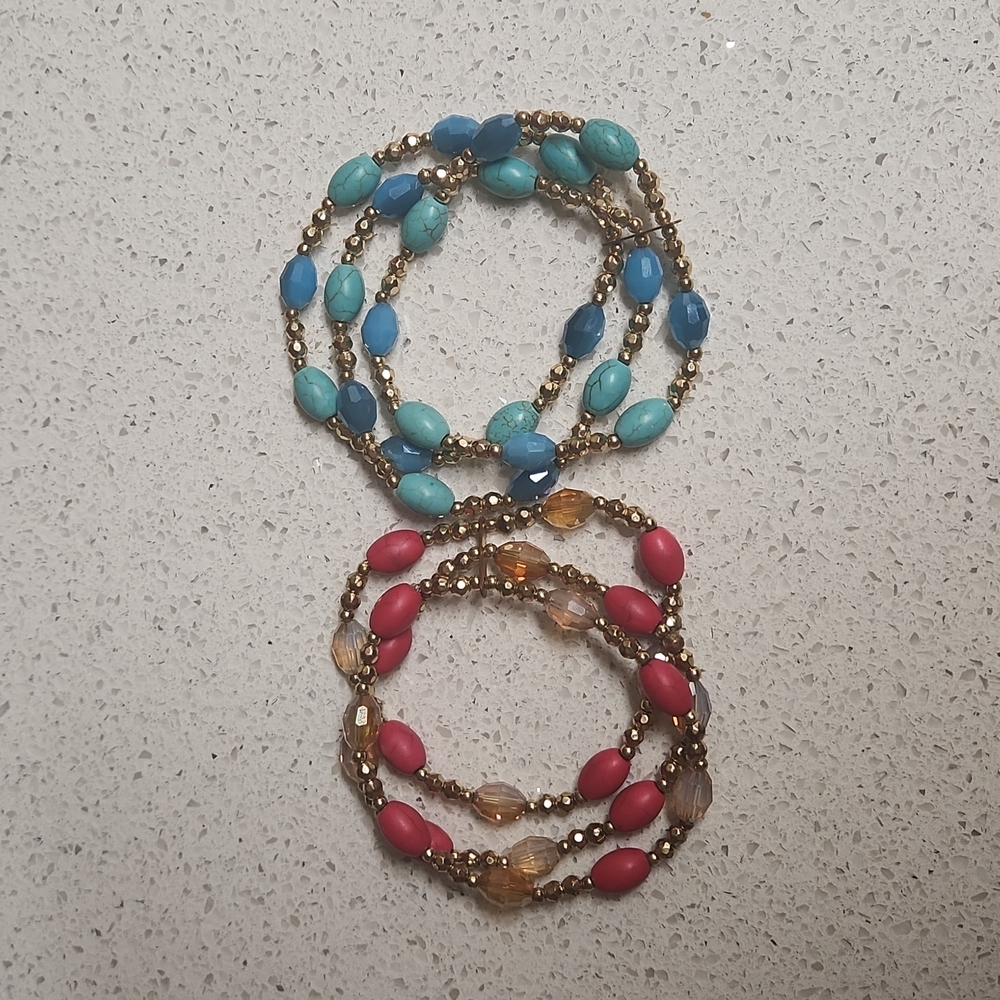 Maurices NWOT 3 Tier Beaded Stretchy Bracelets - Set of 2